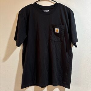 Carhartt Shirt Men's Medium Black Relaxed Fit Pocket Tee Logo Cotton Work